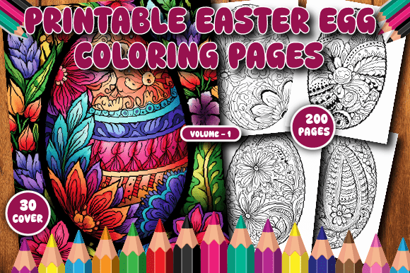 200 Printable Easter Egg Coloring Pa V-1