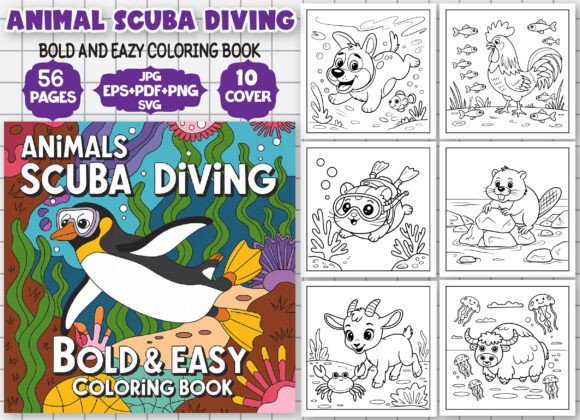 Animals Scuba Diving Easy Coloring Book: A Creative Dive into the Ocean’s Depths