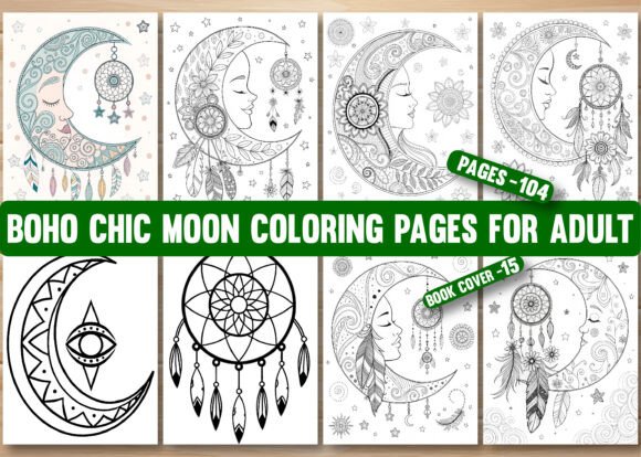 Boho Chic Moon Coloring Pages for Adults: A Journey of Creativity and Mindfulness
