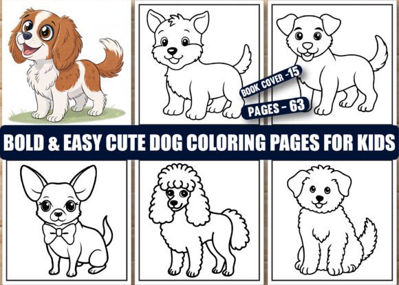 Bold and Easy Cute Dog Coloring Pages