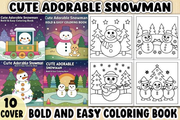 Bold Cute Adorable Snowman Coloring Page