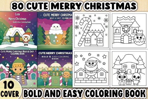 Bold Cute Merry Christmas Coloring Pages for Kids and Adults