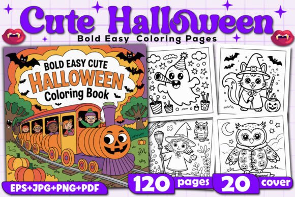 Bold Easy Cute Halloween Coloring Pages