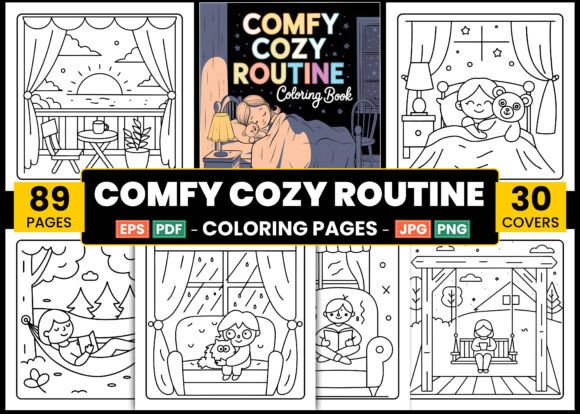 Comfy Cozy Routine Coloring Book Pages