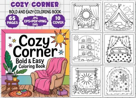 Cozy Corner Bold Easy Coloring Book