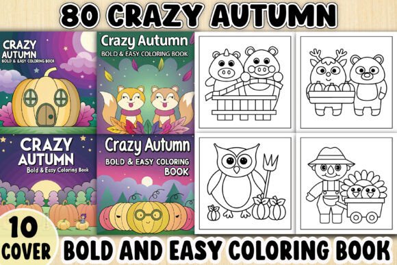 Crazy Autumn Bold Coloring Page