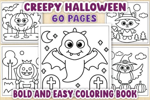 Creepy Halloween Coloring Book Pages for Adults