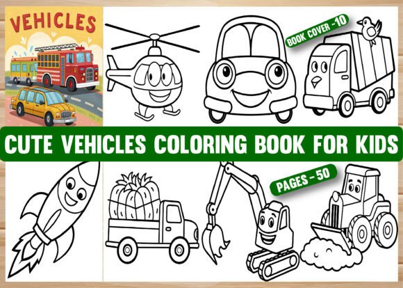 Cute Vehicles Coloring Pages for Kids