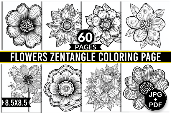 Flowers Zentangle Coloring Page