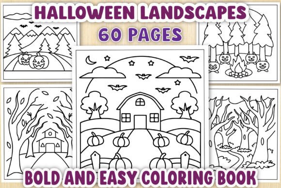 Halloween Landscapes Coloring Book Pages: A Spooky Creative Escape for Adults