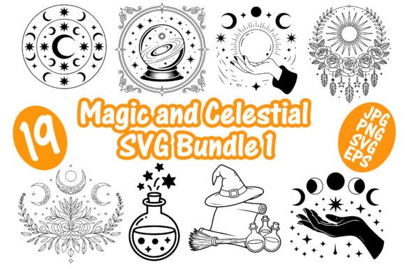 HandDrawn Magic Celestial SVG Bundle 3