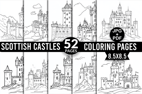 Scottish Castles Coloring Pages: A Unique Design for Creative Expression and Commercial Use