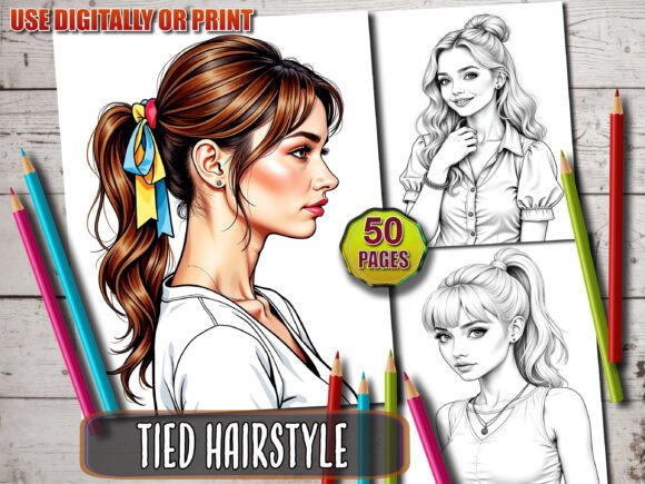 Tied Hairstyles Coloring Book